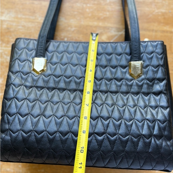 Camille Italian Leather Black Quilted Shoulder Purse - Picture 14 of 15